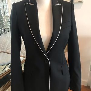 Stella McCartney black, white piped fitted blazer